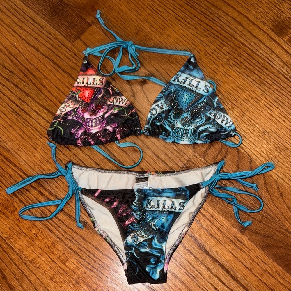 Vintage Ed Hardy Y2K Sequin Bikini